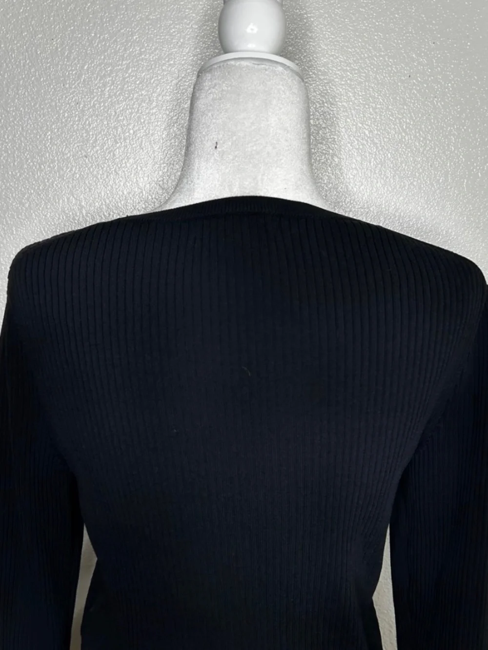 J Crew Womens Black Ribbed Crewneck Long Sleeve Top Size M